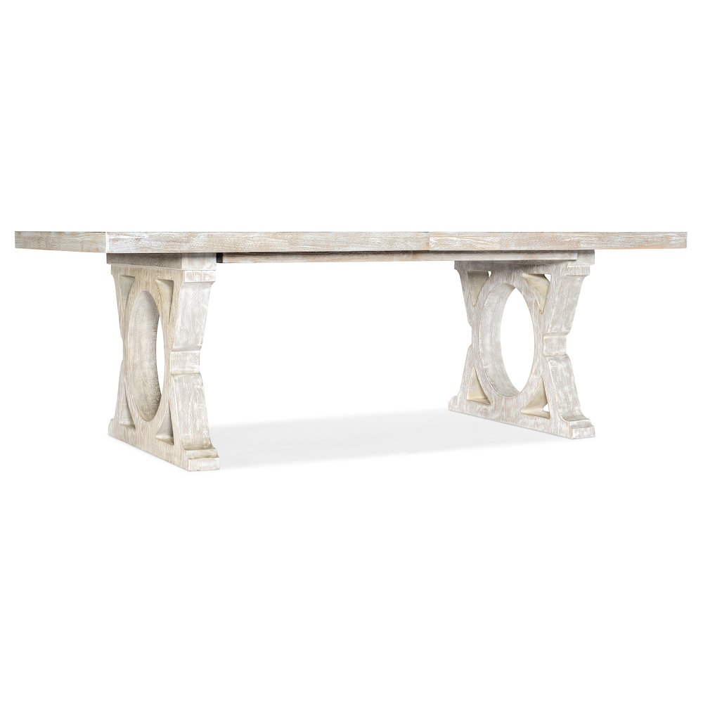 Serenity Topsail Rectangle Dining Table with 2-18in Leaves in White Wood. Picture 1