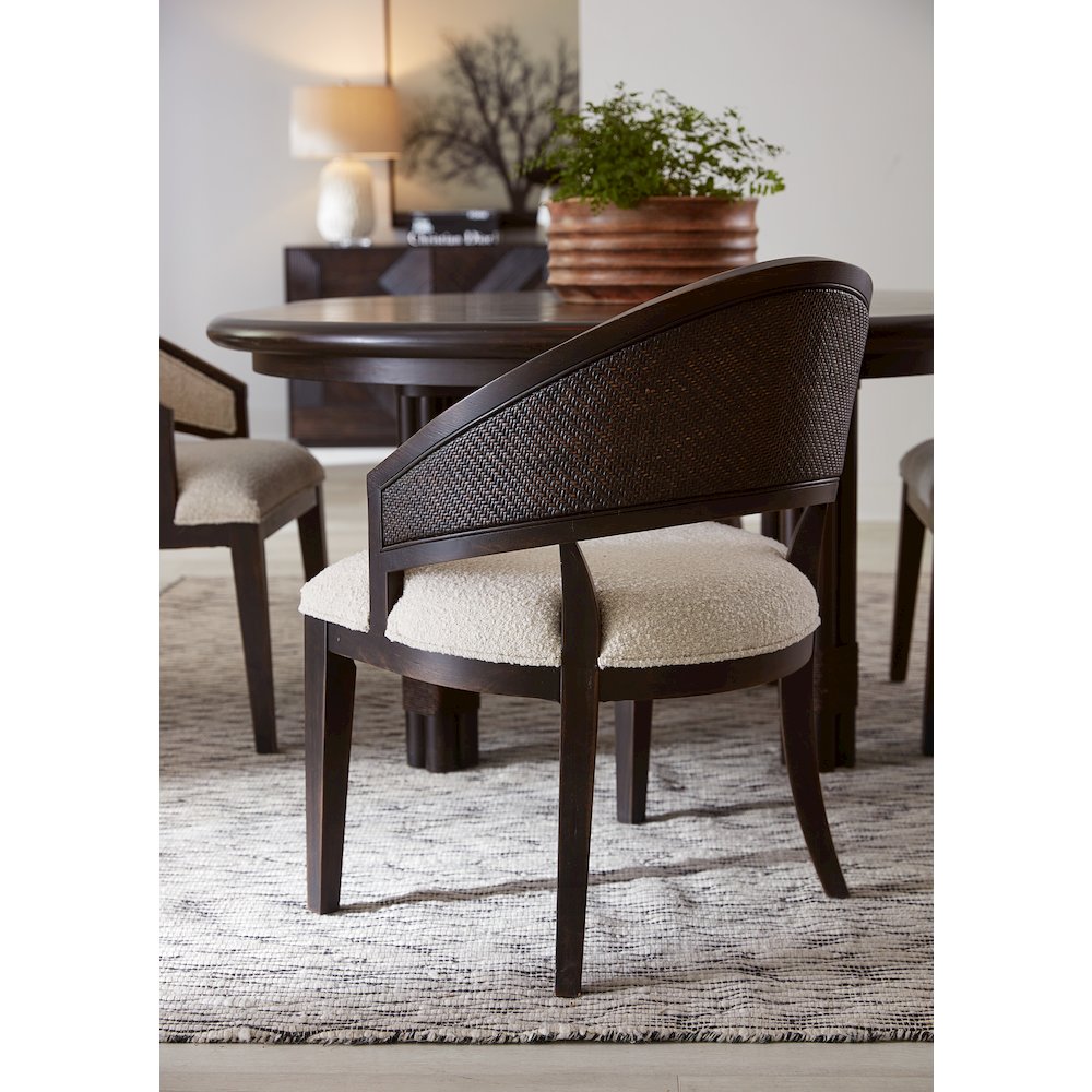 Retreat Cane Barrel Back Fabric Upholstered Chair in Black by Hooker Furniture. Picture 4