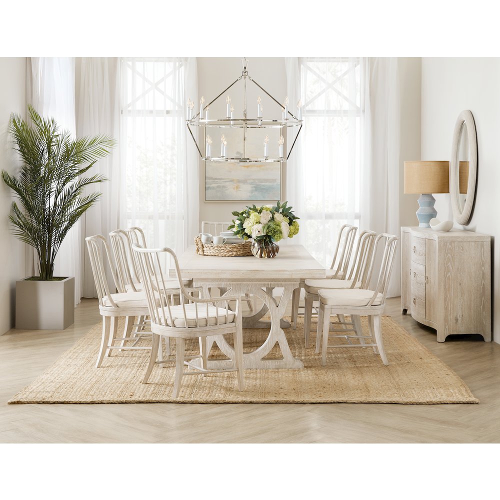 Serenity Topsail Rectangle Dining Table with 2-18in Leaves in White Wood. Picture 6