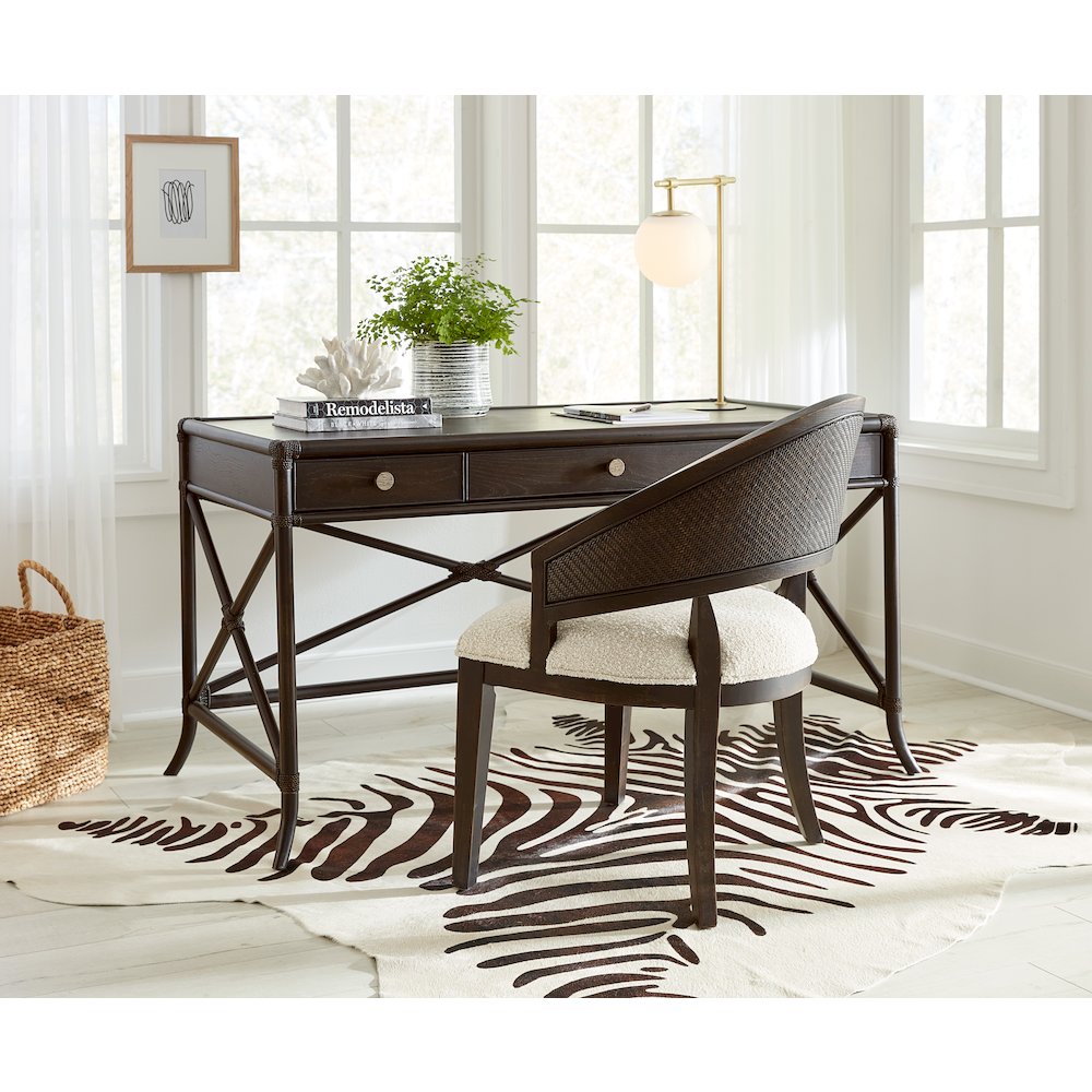 Retreat Cane Barrel Back Fabric Upholstered Chair in Black by Hooker Furniture. Picture 5