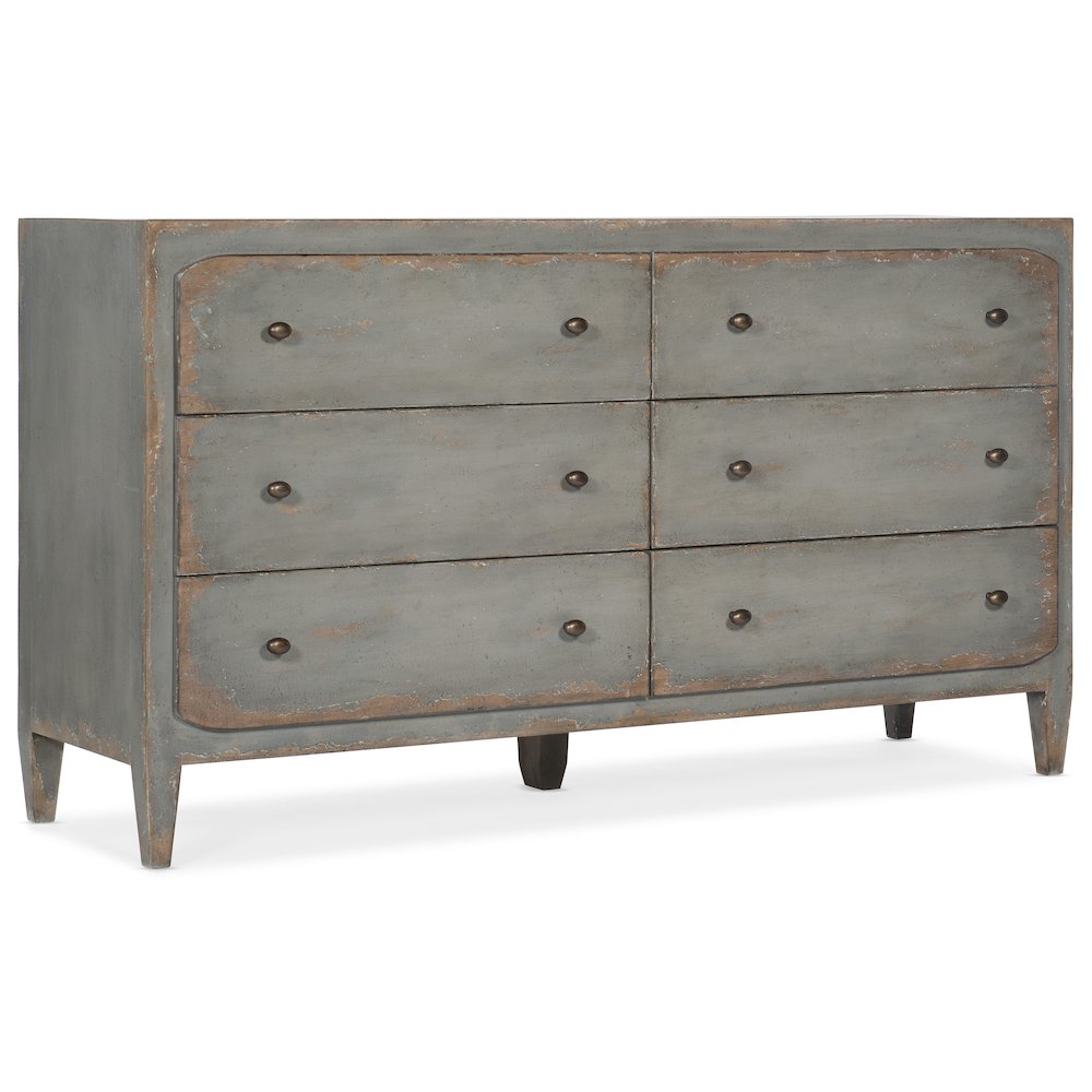 Ciao Bella Six-Drawer Wood Dresser in Speckled Gray by Hooker Furniture. Picture 1