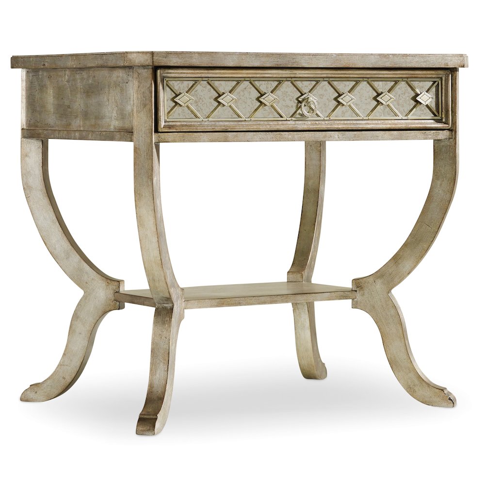 Hooker Furniture Sanctuary 1-Drawer Bedroom Nightstand in Silver Wood. Picture 1