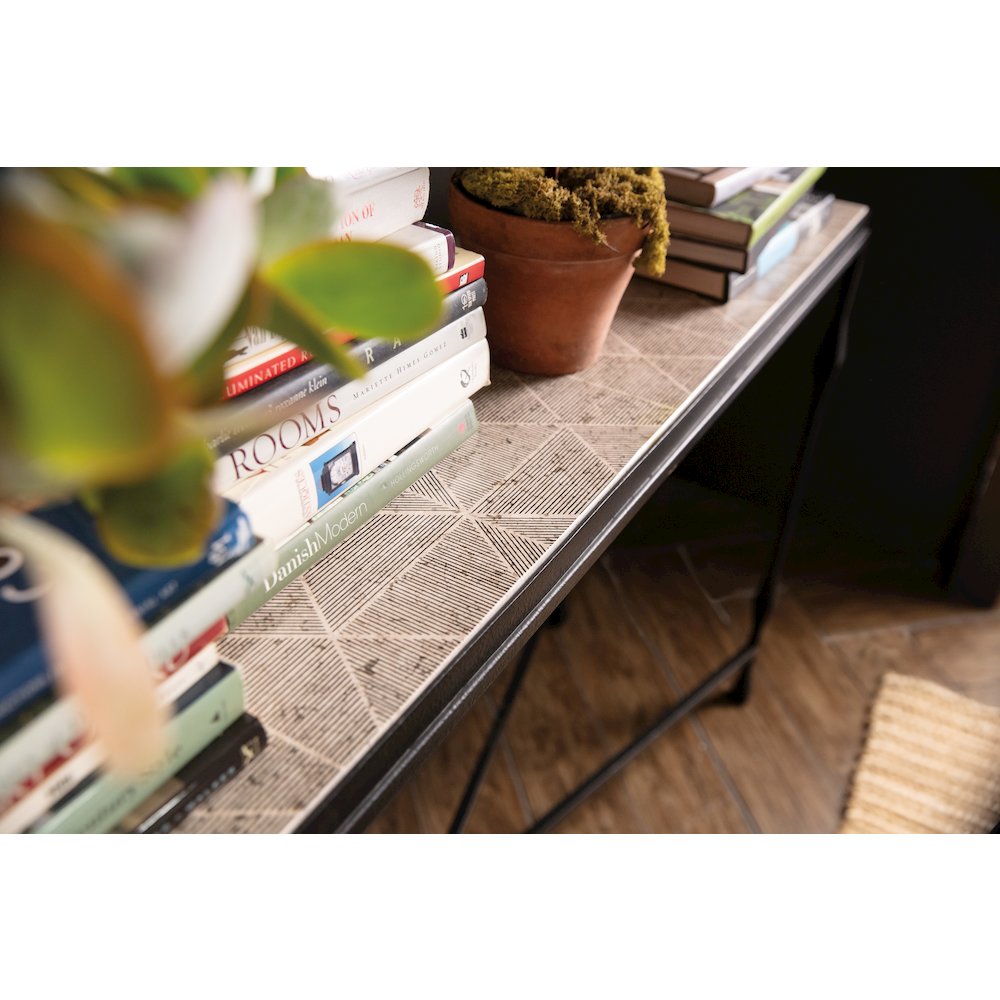 Commerce & Market Metal-Wood-Stone Console Table in Black by Hooker Furniture. Picture 4