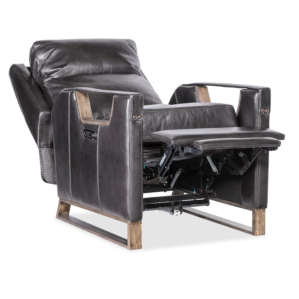 Relic Power Recliner w/Power Headrest in Black Leather by Hooker Furnishings. Picture 3