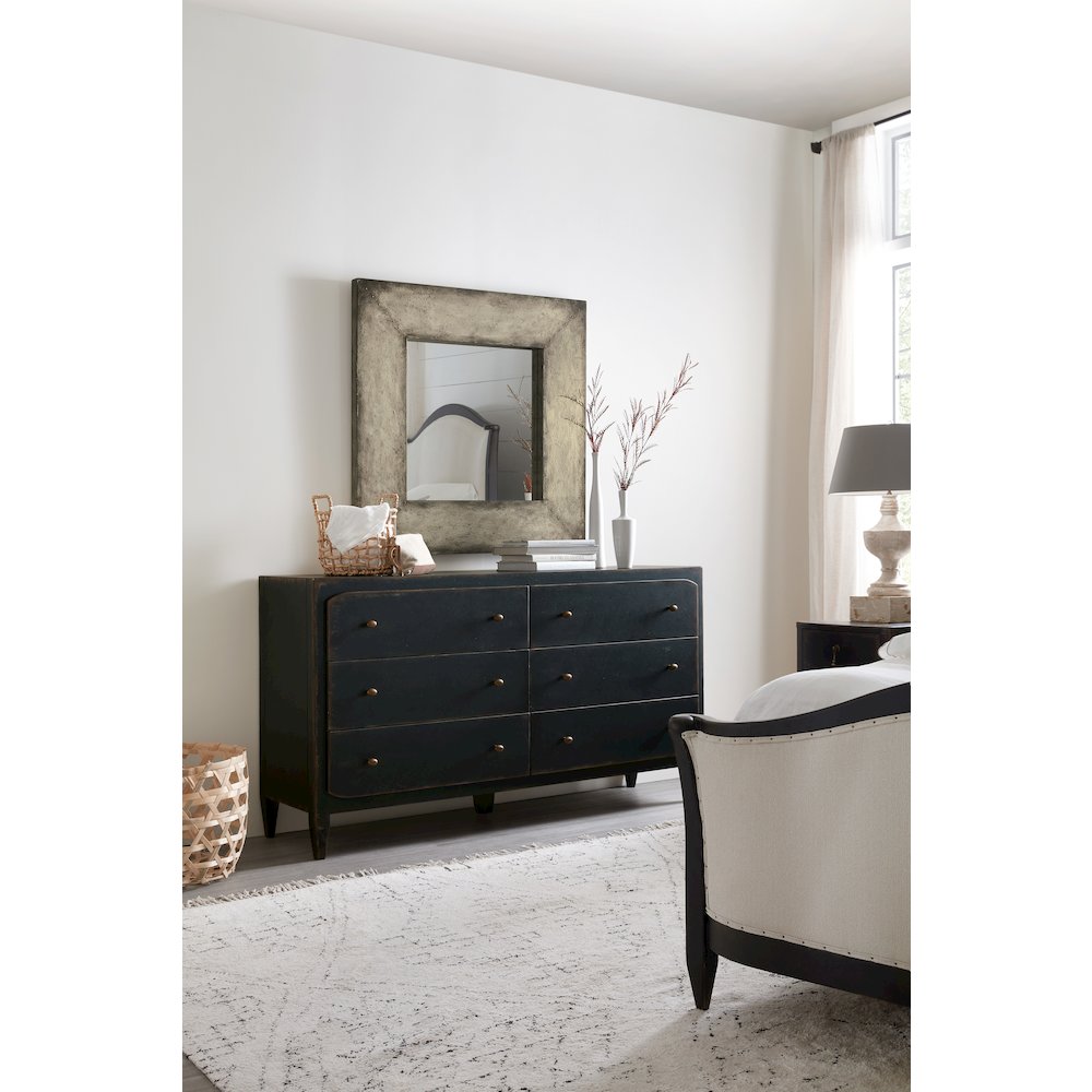 Ciao Bella 6 Drawer Wood Dresser in Distressed Black Finish by Hooker Furniture. Picture 3
