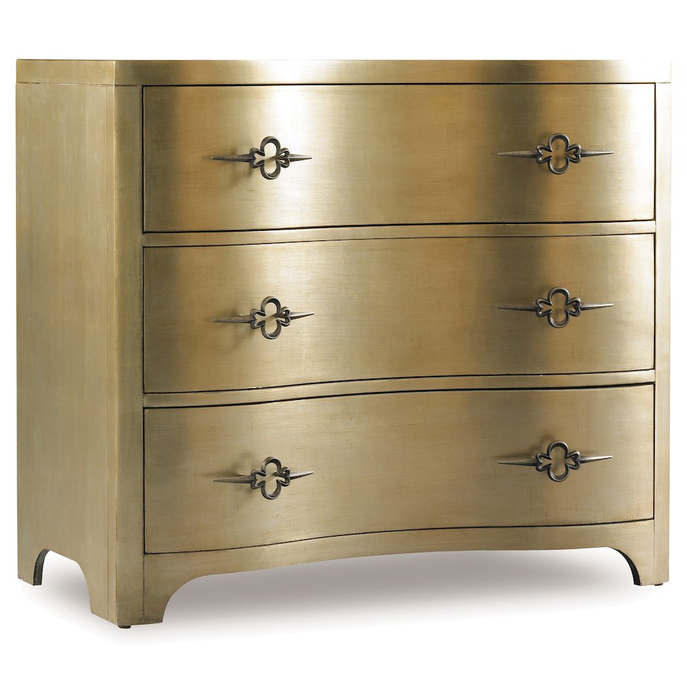 Sanctuary 3-Drawer Wood Shaped-Front Gold Accent Chest by Hooker Furniture. Picture 1