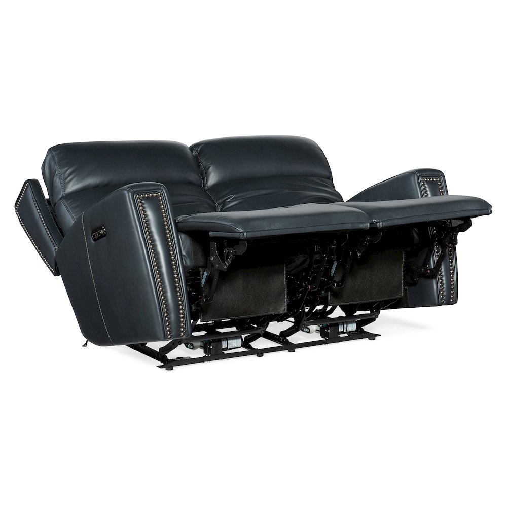 Ruthe Zero Gravity Power Recline Loveseat with Power Headrest in Blue Leather. Picture 3