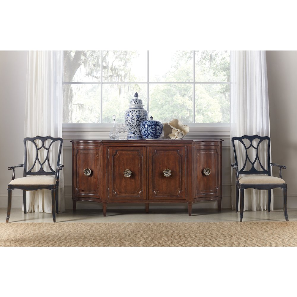 Charleston Four-Door Wood Buffet in Cherry Brown by Hooker Furniture. Picture 10