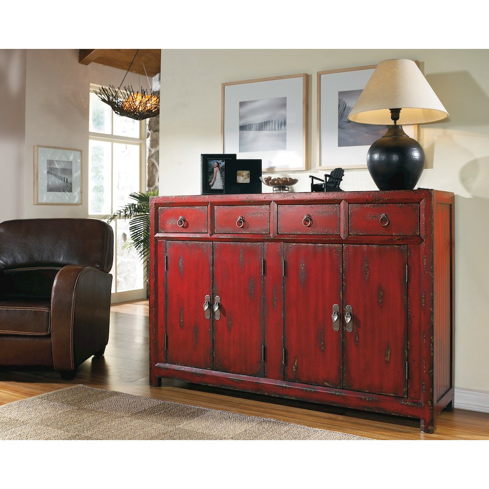 58'' Red Asian Cabinet. Picture 2