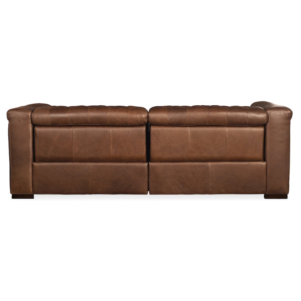 Savion 2 over 2 Sofa with Power Recline & Power Headrest in Brown Leather. Picture 2