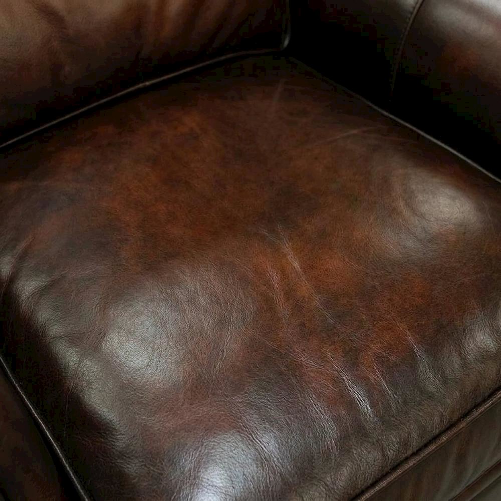 Top Grain Leather Recliner with Fixed Arms, Accent Chair for Living Room, Brown. Picture 6