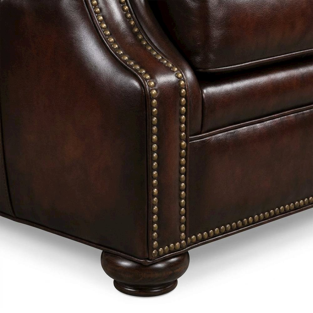 Top Grain Leather Recliner with Fixed Arms, Accent Chair for Living Room, Brown. Picture 7
