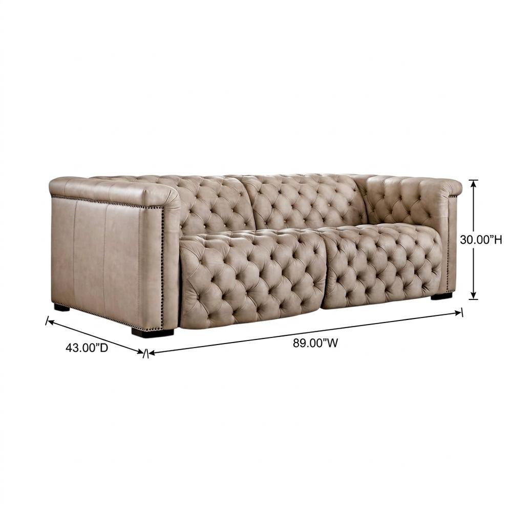 Leather Reclining Sofa, Brown. Picture 5