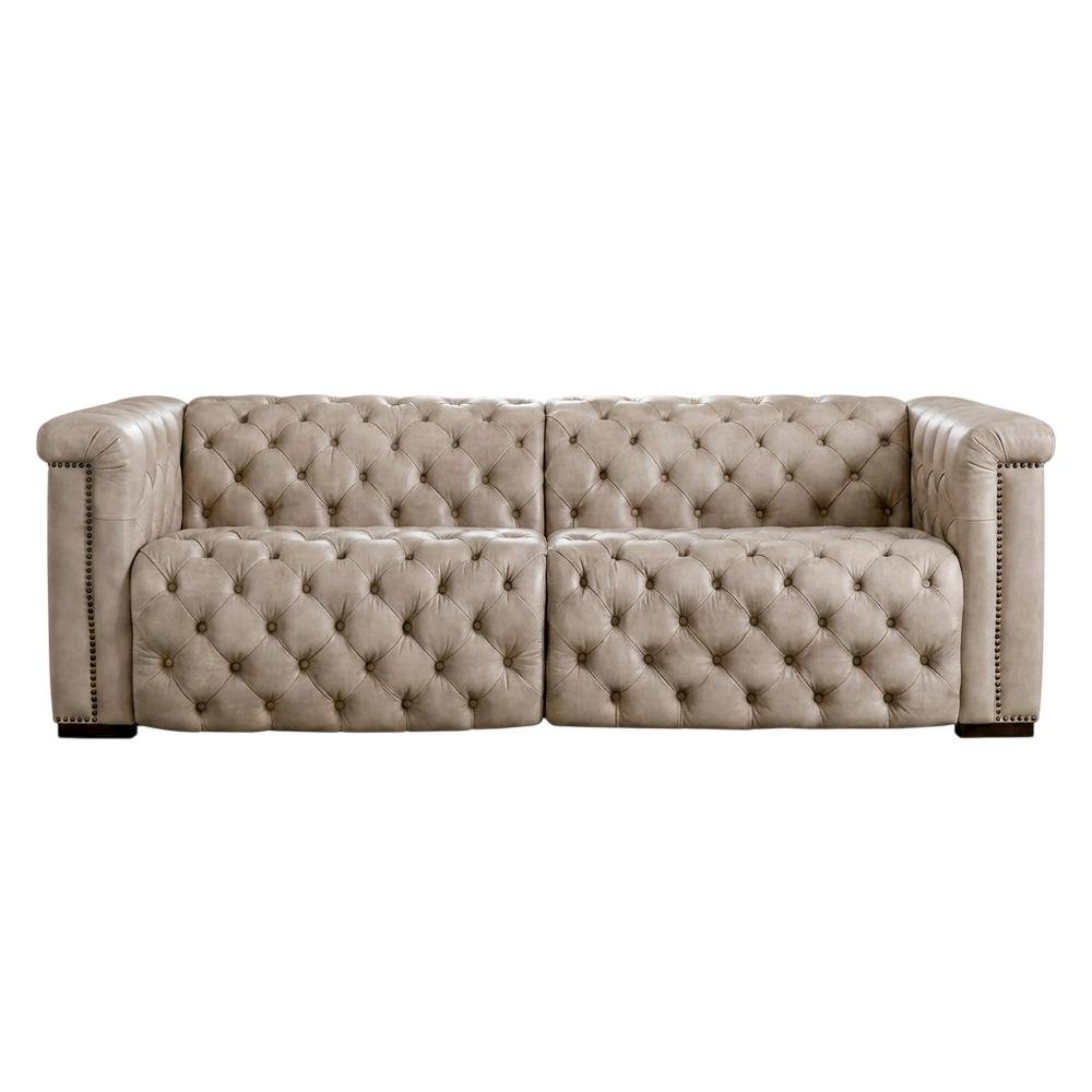 Leather Reclining Sofa, Brown. Picture 1