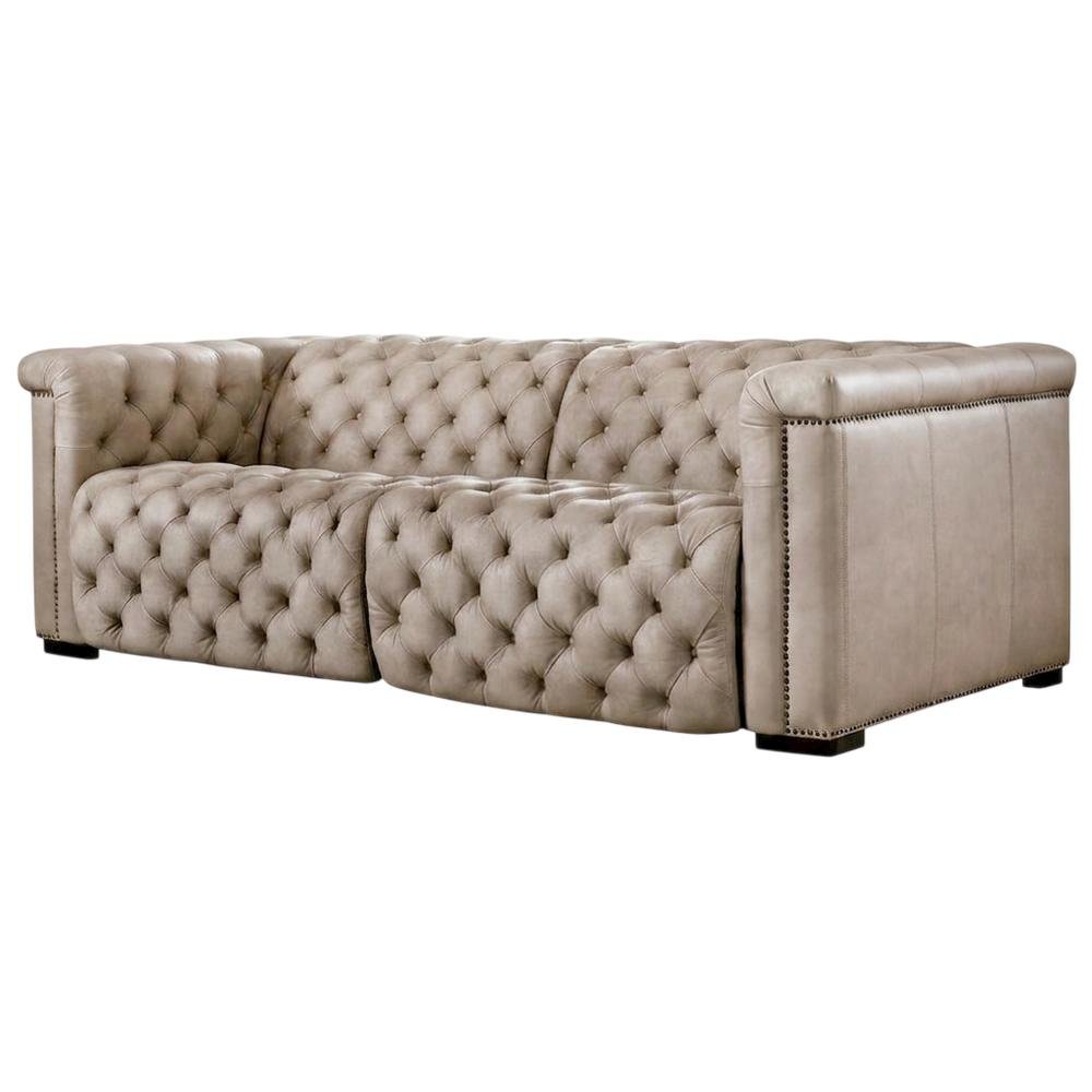 Leather Reclining Sofa, Brown. Picture 4
