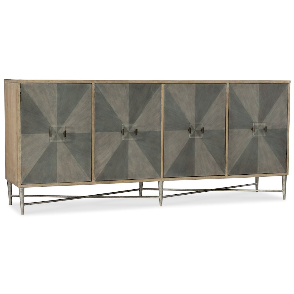 Hooker Furniture Melange Zola 4 Door Console Table in Gray. Picture 1