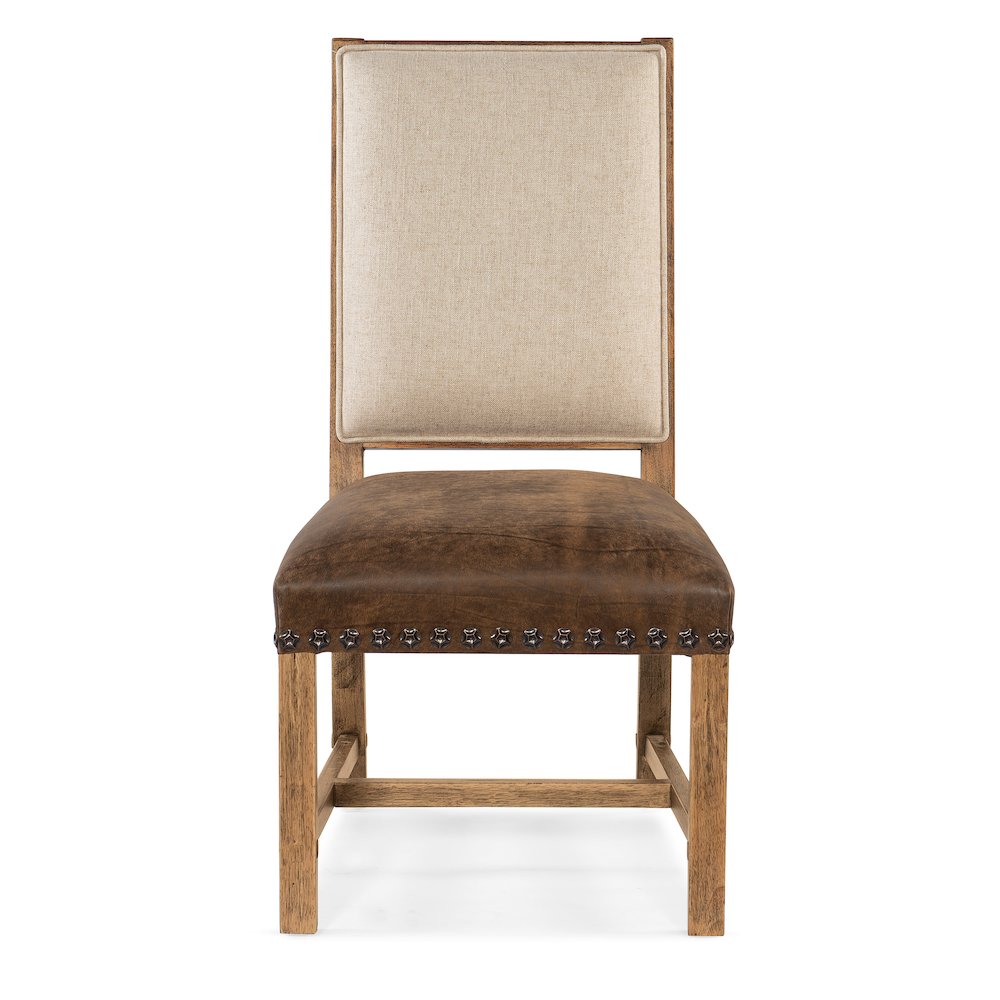 Hooker Furniture Big Sky Wood Fabric Leather Side Chair in Brown. Picture 3