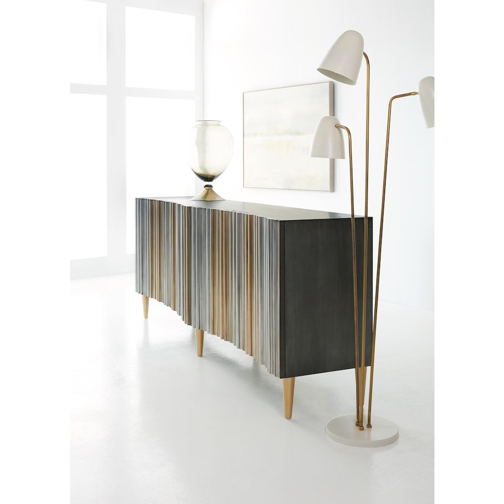 Melange Apollo Media Credenza in Silver and Gold Wood by Hooker Furnishings. Picture 3