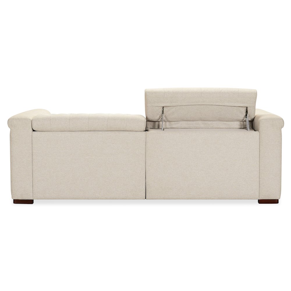 Savion Deux Beige Fabric Sofa with Power Recliners and Power Headrests. Picture 2