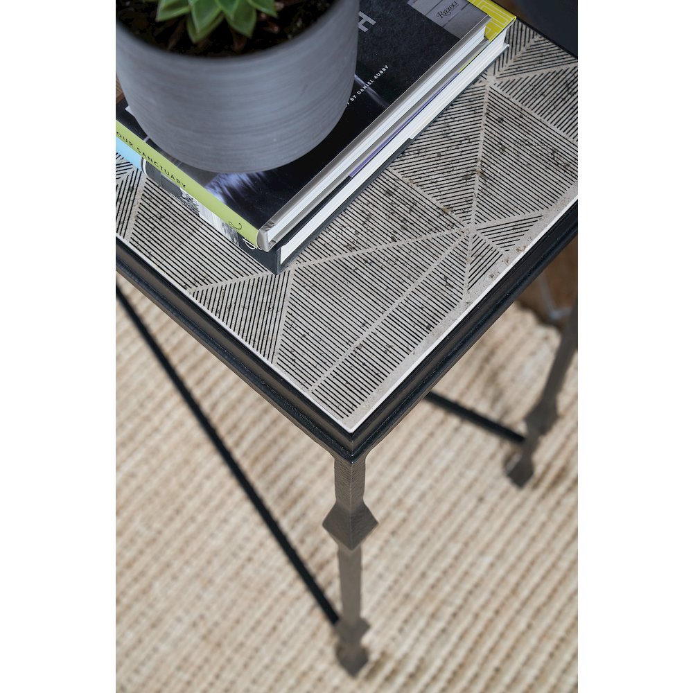 Commerce & Market Metal-Wood-Stone Console Table in Black by Hooker Furniture. Picture 5