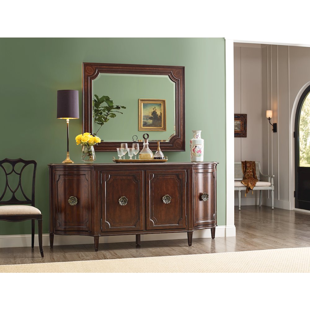 Charleston Four-Door Wood Buffet in Cherry Brown by Hooker Furniture. Picture 11