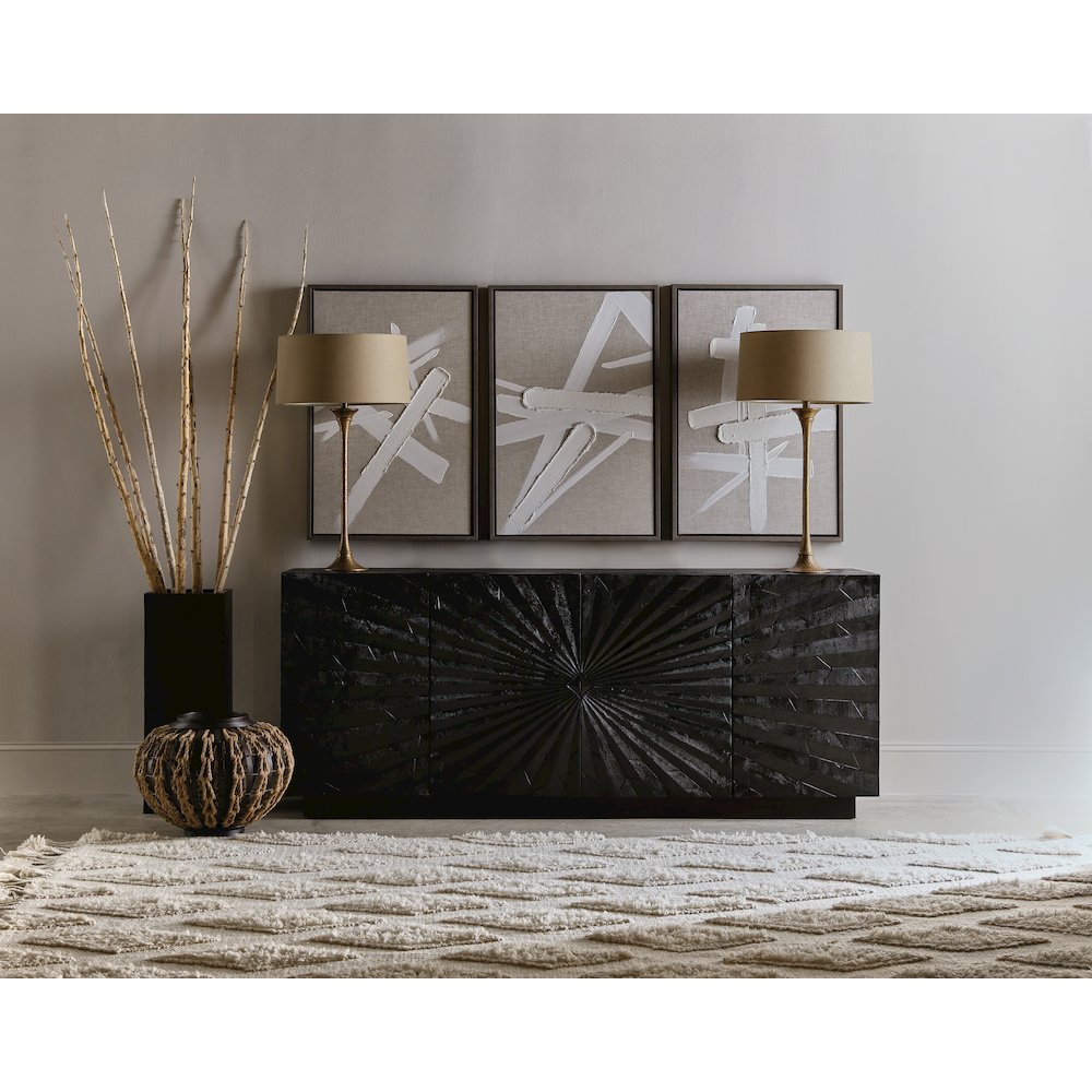Commerce & Market Open Space Wood Entertainment Console in Black by Hooker. Picture 5