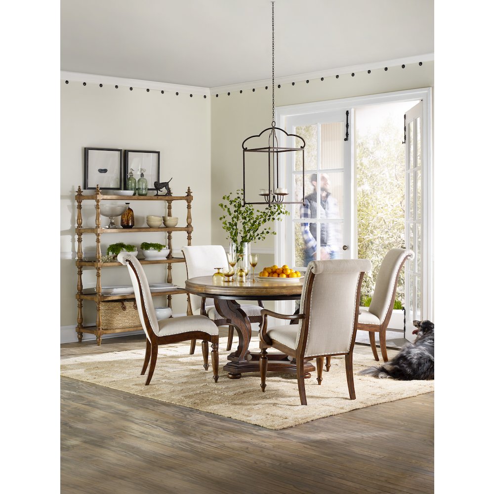 Hooker Furniture Archivist Upholstered Armless Dining Chair in Pecan. Picture 5