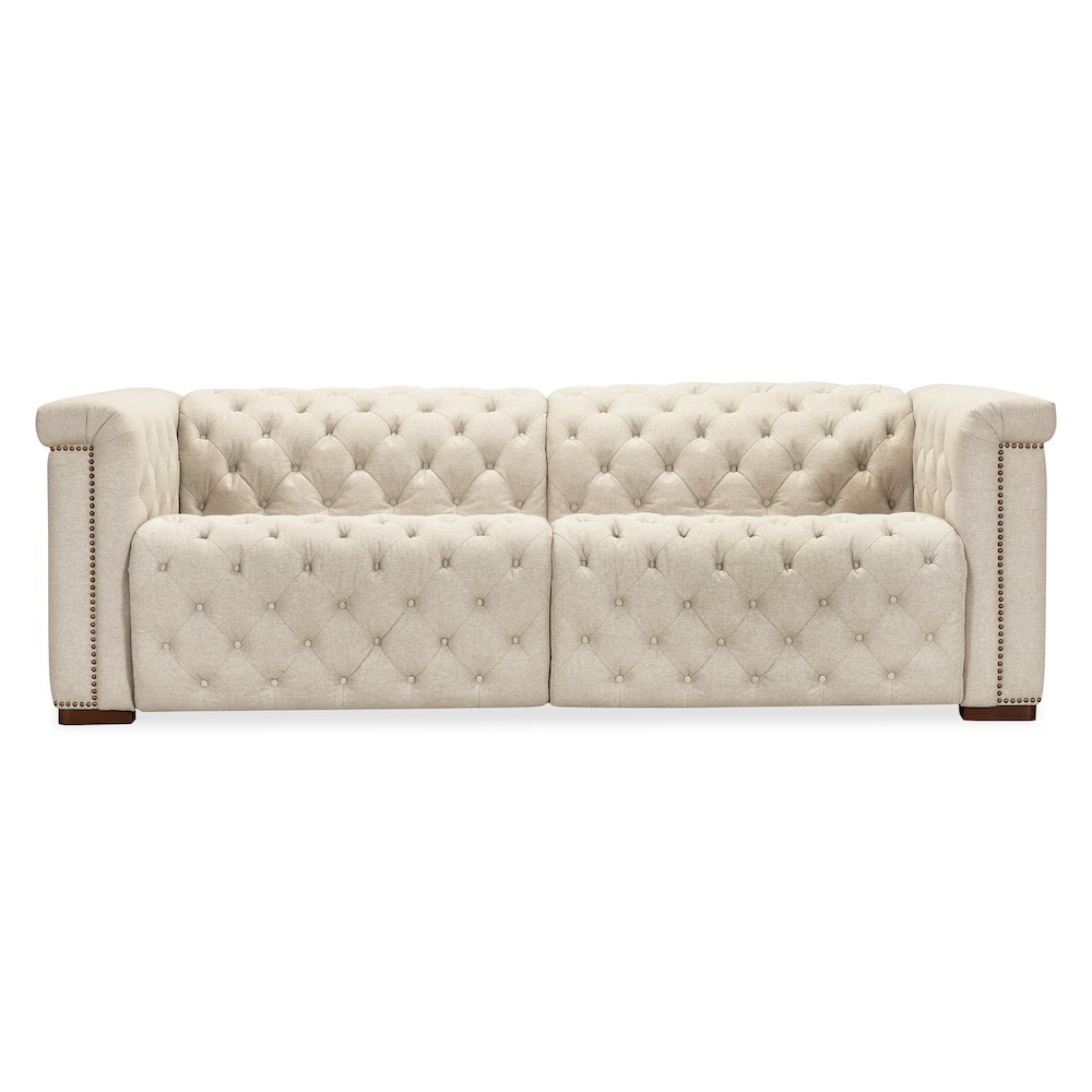 Savion Deux Beige Fabric Sofa with Power Recliners and Power Headrests. Picture 6