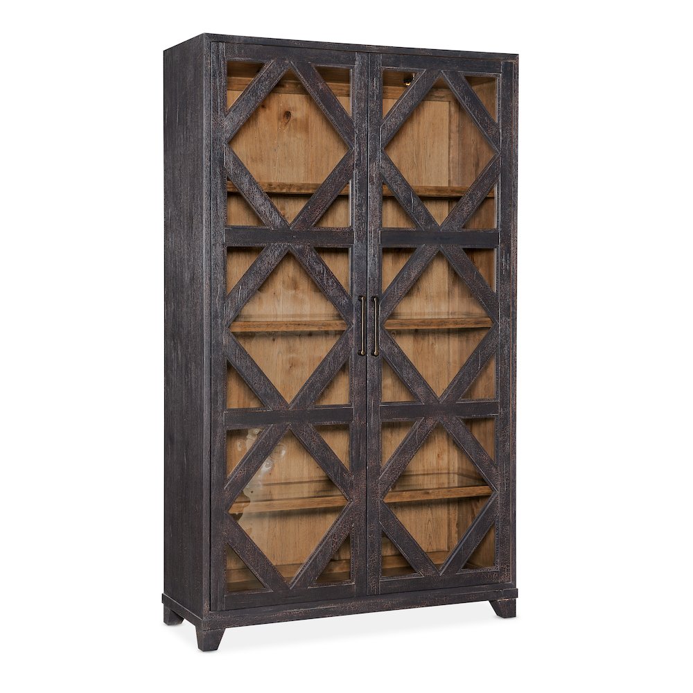 Hooker Furniture Big Sky Veneers and Glass Display Cabinet in Black. Picture 1