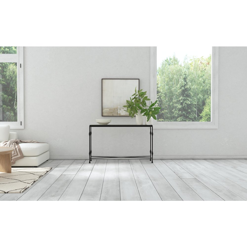 Commerce & Market Metal-Wood-Stone Console Table in Black by Hooker Furniture. Picture 9
