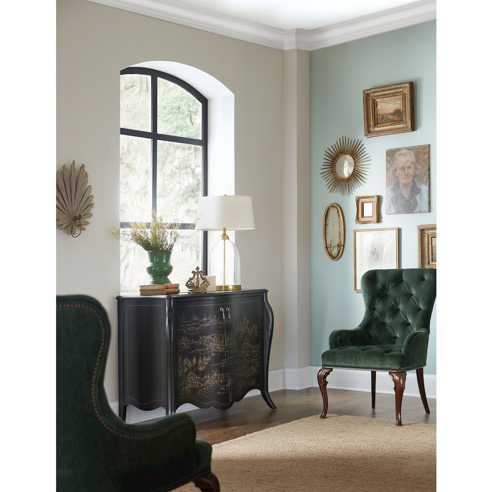 Charleston Upholstered Host Chair in Green Fabric by Hooker Furniture. Picture 9