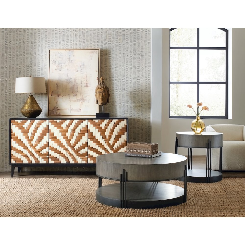 Hooker Furniture Commerce and Market Skyline Wood Side Table in Brown. Picture 4