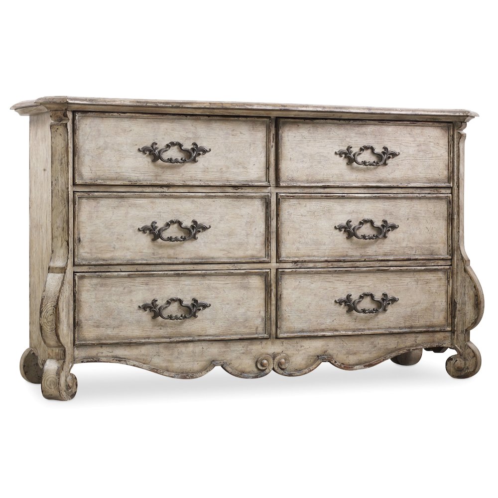 Hooker Furniture Chatelet 6 Drawer Dresser in Distressed Vintage White. Picture 1