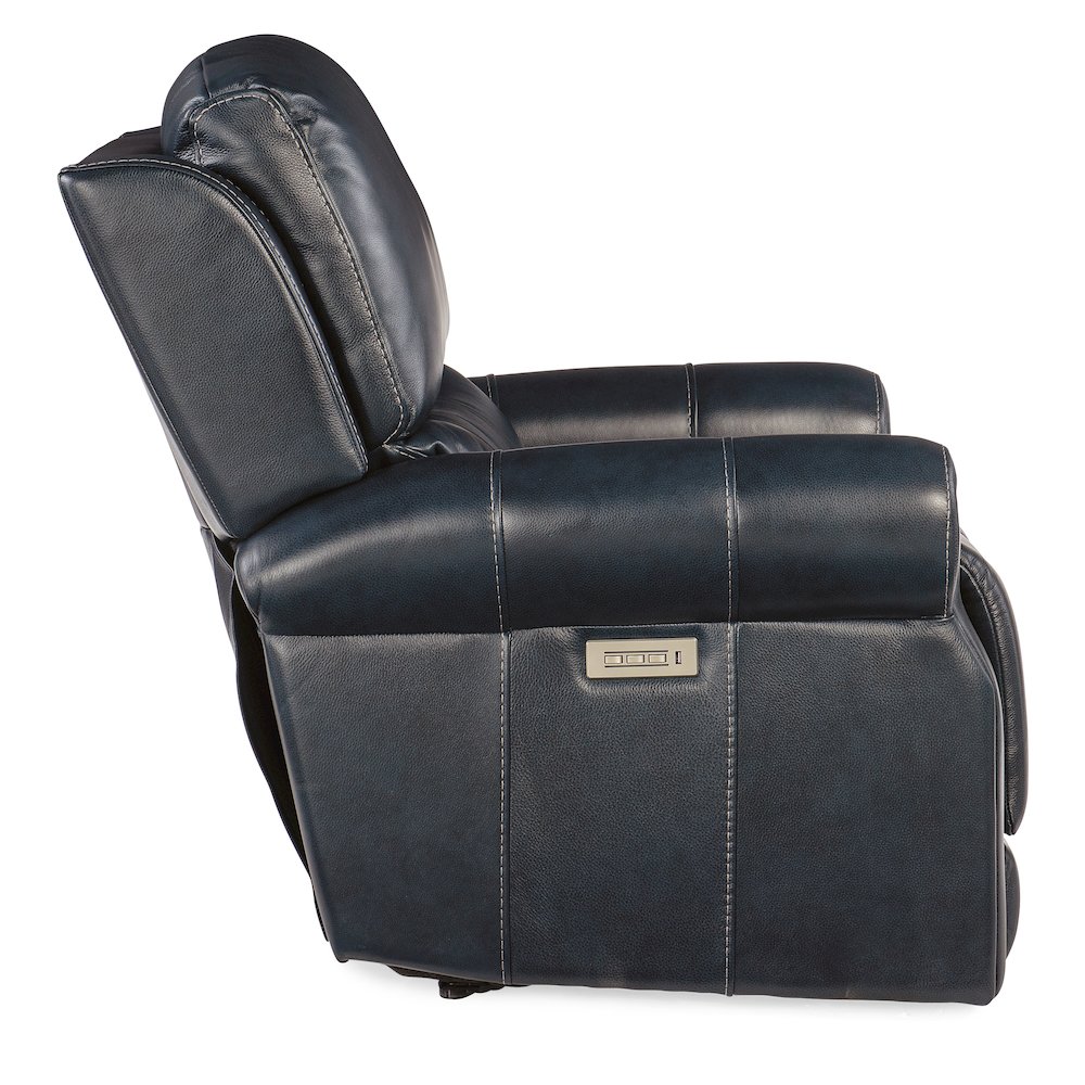 Eisley Power Recliner with Power Headrest & Lumbar in Blue Leather by Hooker. Picture 5