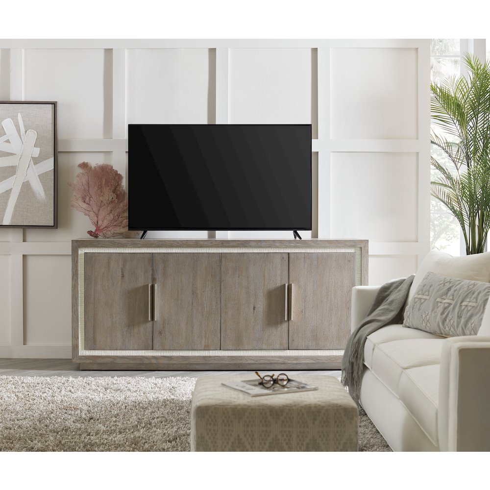 Serenity Tulum Media Storage Cabinet in Gray Wood by Hooker Furniture. Picture 5