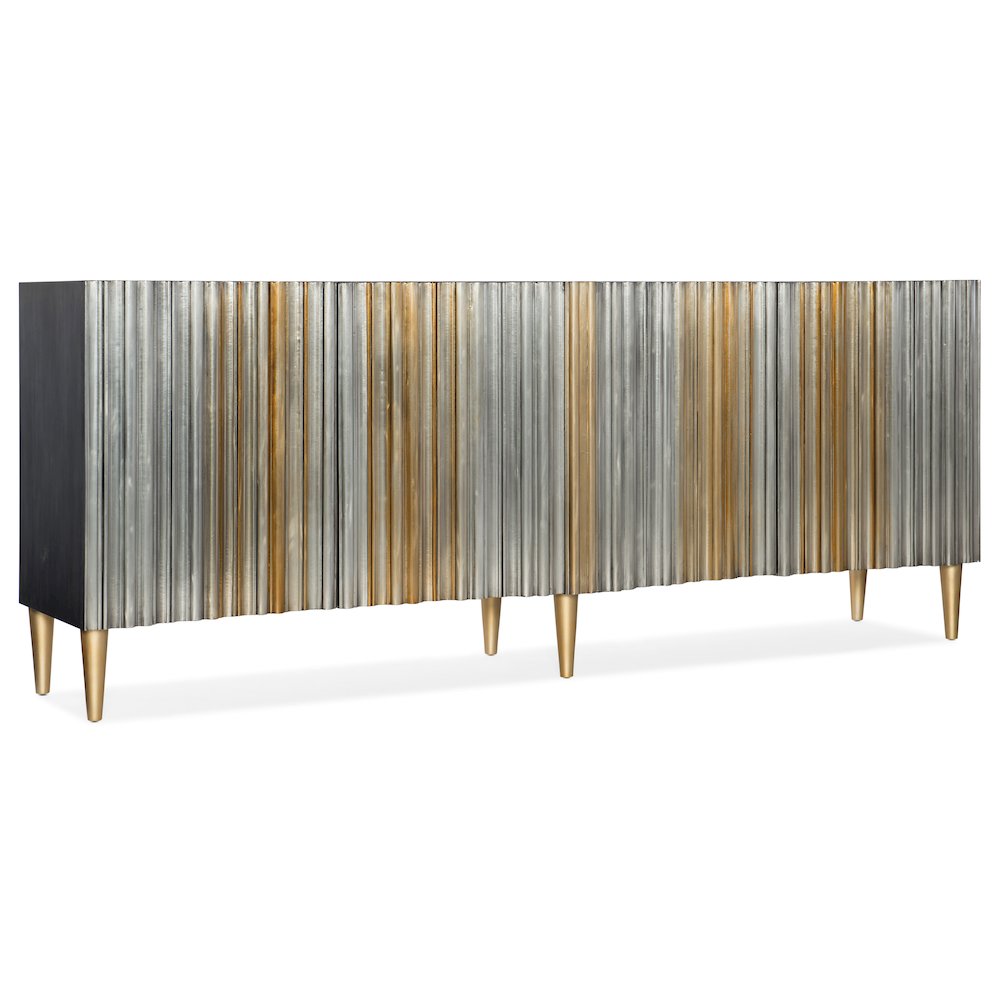 Melange Apollo Media Credenza in Silver and Gold Wood by Hooker Furnishings. Picture 1