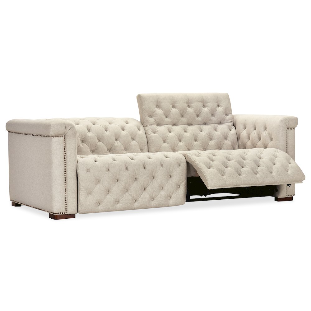 Savion Deux Beige Fabric Sofa with Power Recliners and Power Headrests. Picture 5