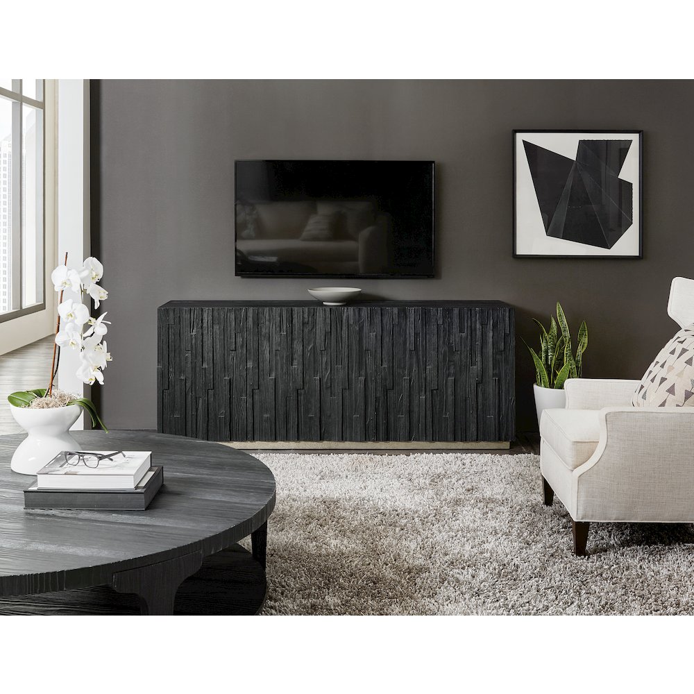 Hooker Furniture Chapman Wood Shou Sugi Ban Entertainment Console in Black. Picture 4