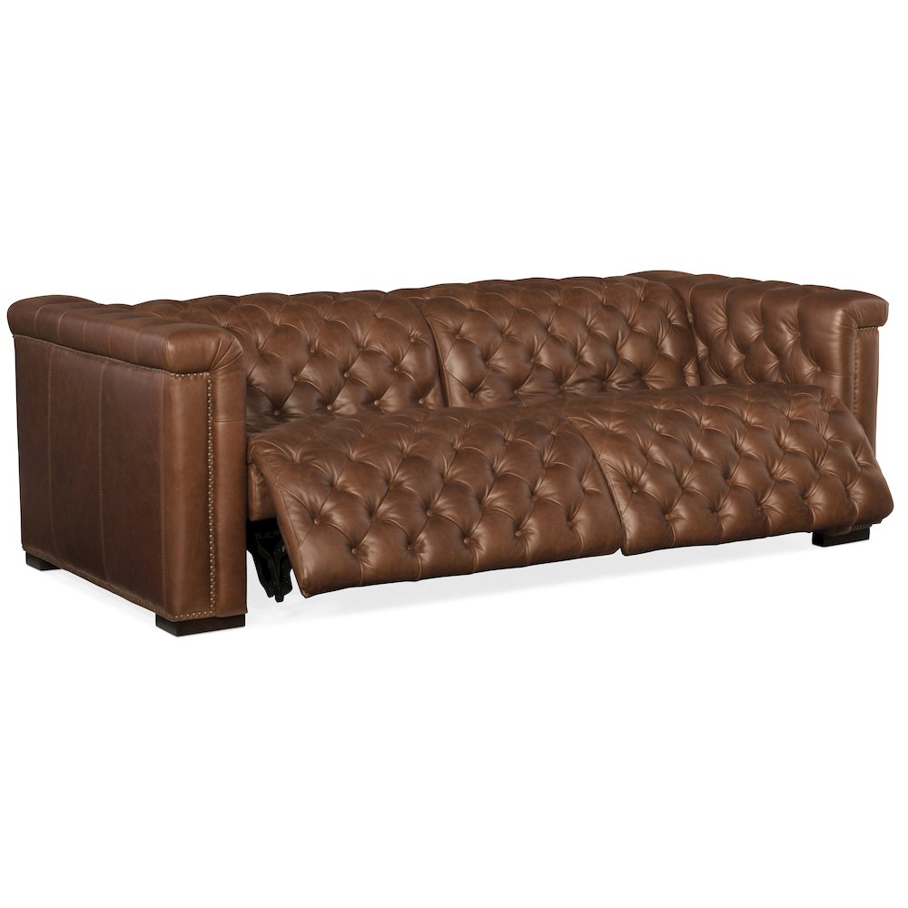 Savion 2 over 2 Sofa with Power Recline & Power Headrest in Brown Leather. Picture 3