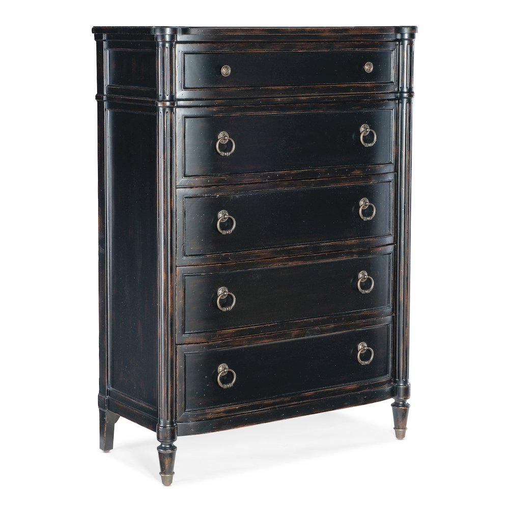 Hooker Furniture Charleston 5-Drawer Wood Chest in Black Cherry. Picture 1