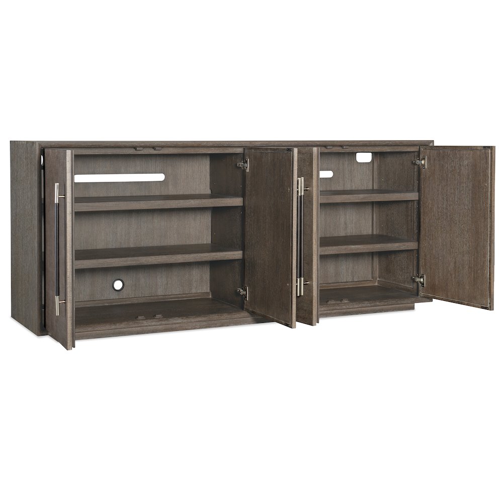 Modern Mood Wood Entertainment Console in Brown by Hooker Furniture. Picture 2
