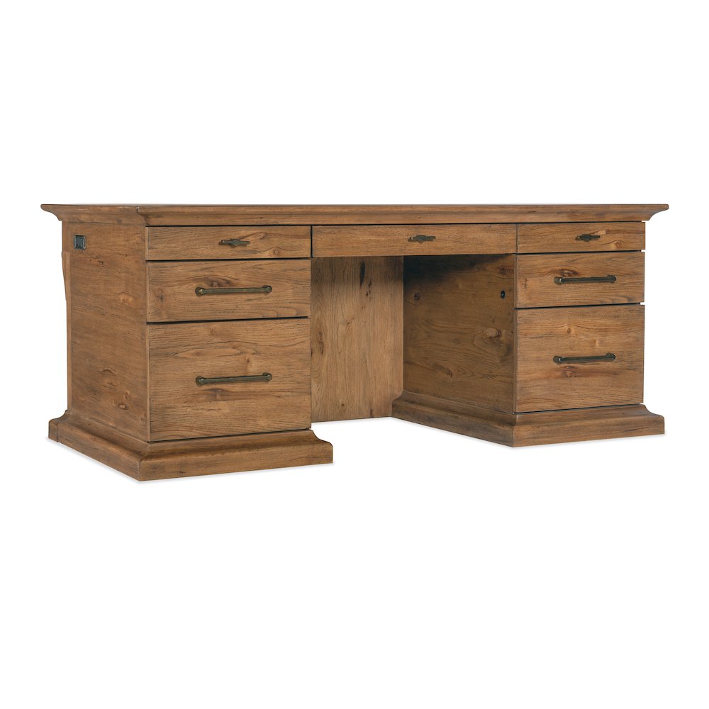 Hooker Furniture Big Sky Wood and Metal Executive Desk in Brown. Picture 1