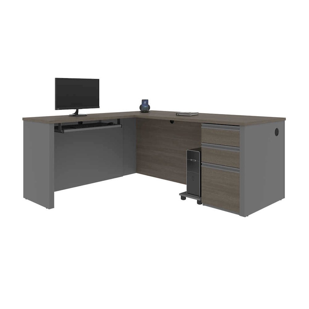 L-Shaped Desk with Pedestal. Picture 1