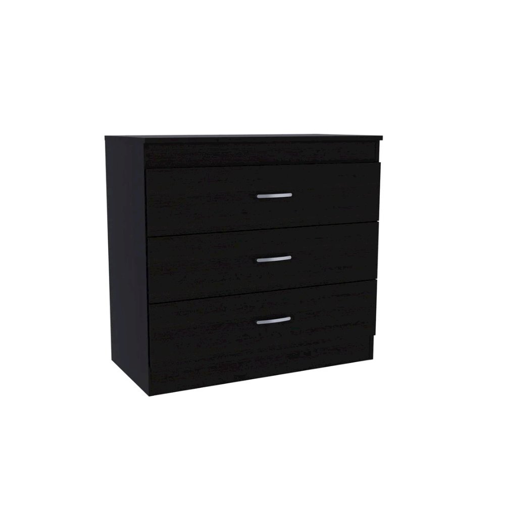 Melia Three Drawer Dresser Black MDF. Picture 1
