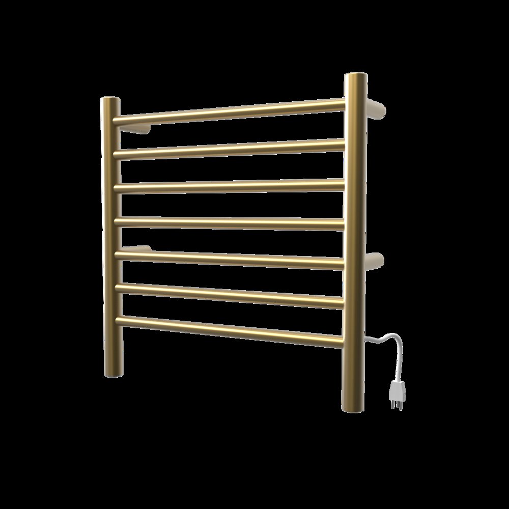 Radiant Small Hardwired + Plug-in Combo 7 Bar Towel Warmer in Satin Brass. Picture 8