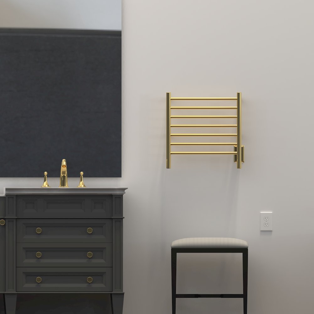 Radiant Small Hardwired + Plug-in Combo 7 Bar Towel Warmer in Polished Gold. Picture 16