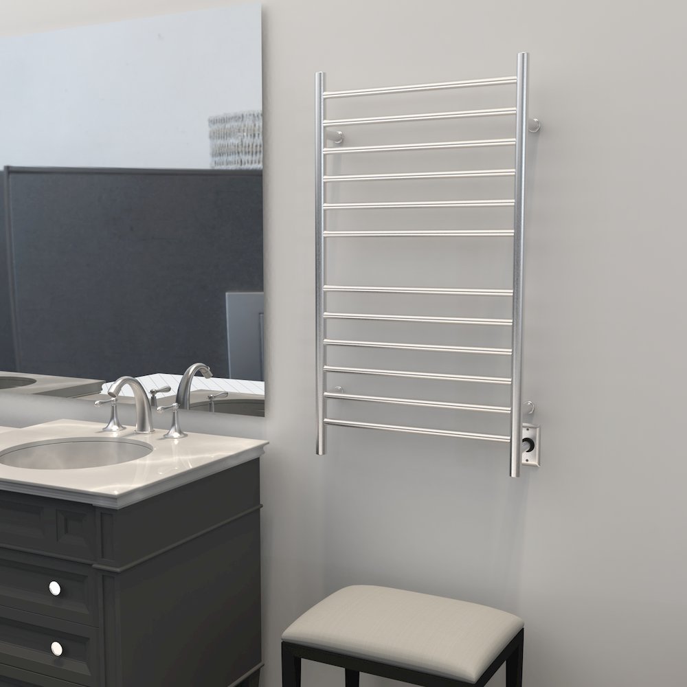 Radiant Large Hardwired + Plug-in Combo Straight 12 Bar Towel Warmer in Brushed. Picture 15