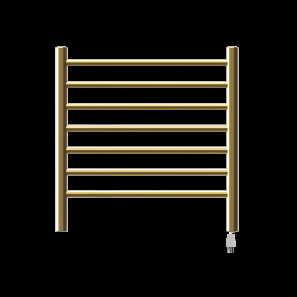 Radiant Small Hardwired + Plug-in Combo 7 Bar Towel Warmer in Satin Brass. Picture 9