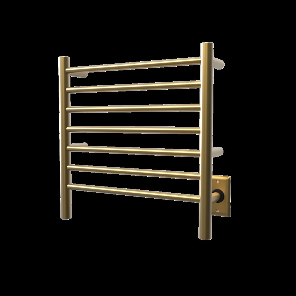 Radiant Small Hardwired + Plug-in Combo 7 Bar Towel Warmer in Satin Brass. Picture 10