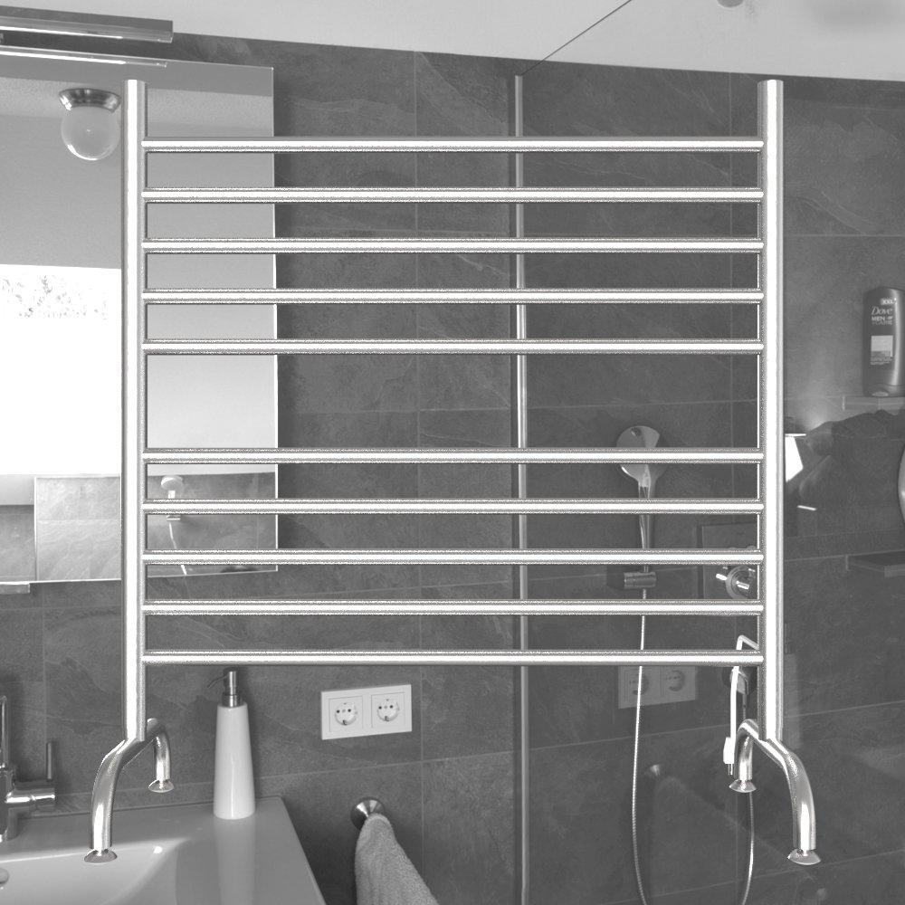 Solo 33" Freestanding 10 Bar Towel Warmer in Brushed. Picture 2